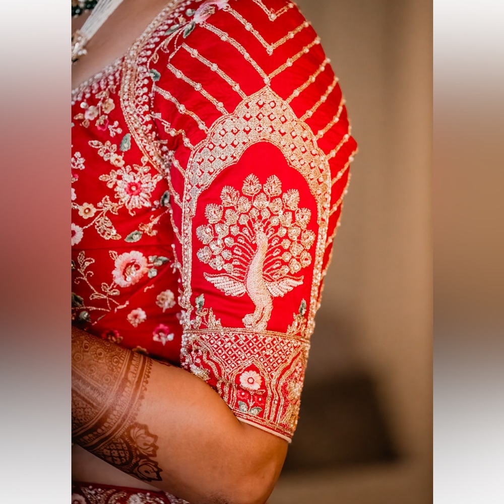 Red and Gold Embroidered bridal Dress - Picture 10 of 10